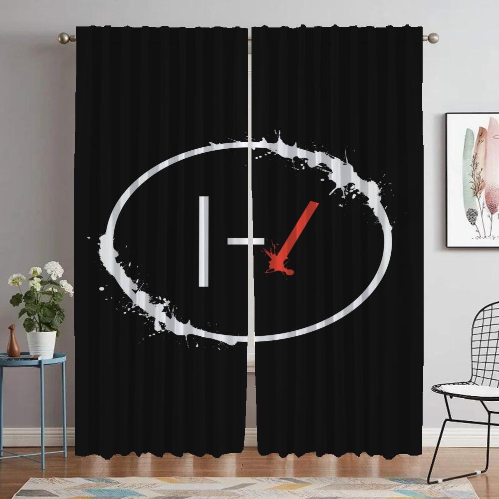 Twenty One Pilots Curtains for Living Room Curtain Shades Tulle for Bedroom Blackout Curtains 2 Pieces Partition Kitchen Elegant