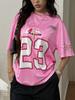 Women's Spring Summer Pink Mesh Short Sleeve T Shirt Casual Oversized Top For Streetwear Fans Daily Wear