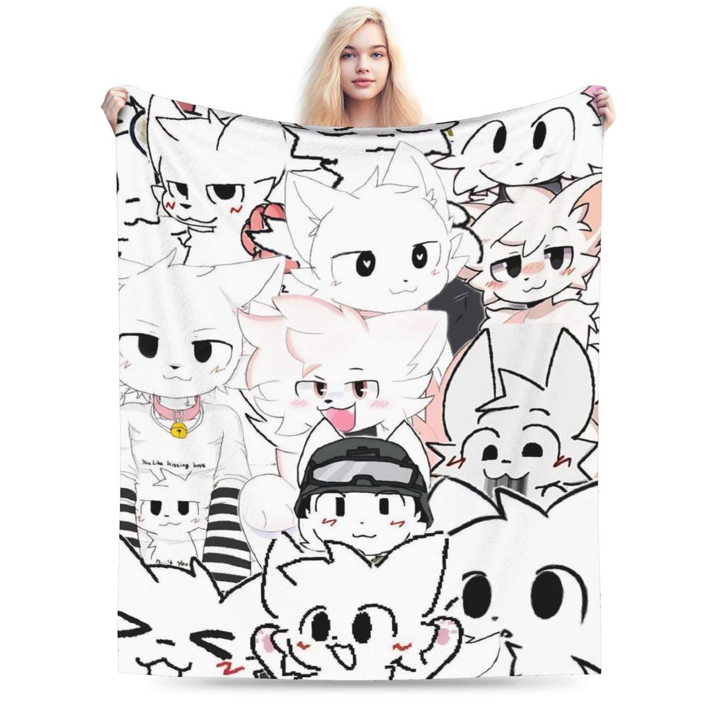 Boykisser Silly Cat Blankets Fleece Spring Autumn Cartoon Portable Super Soft Throw Blankets for Bedding Outdoor Quilt