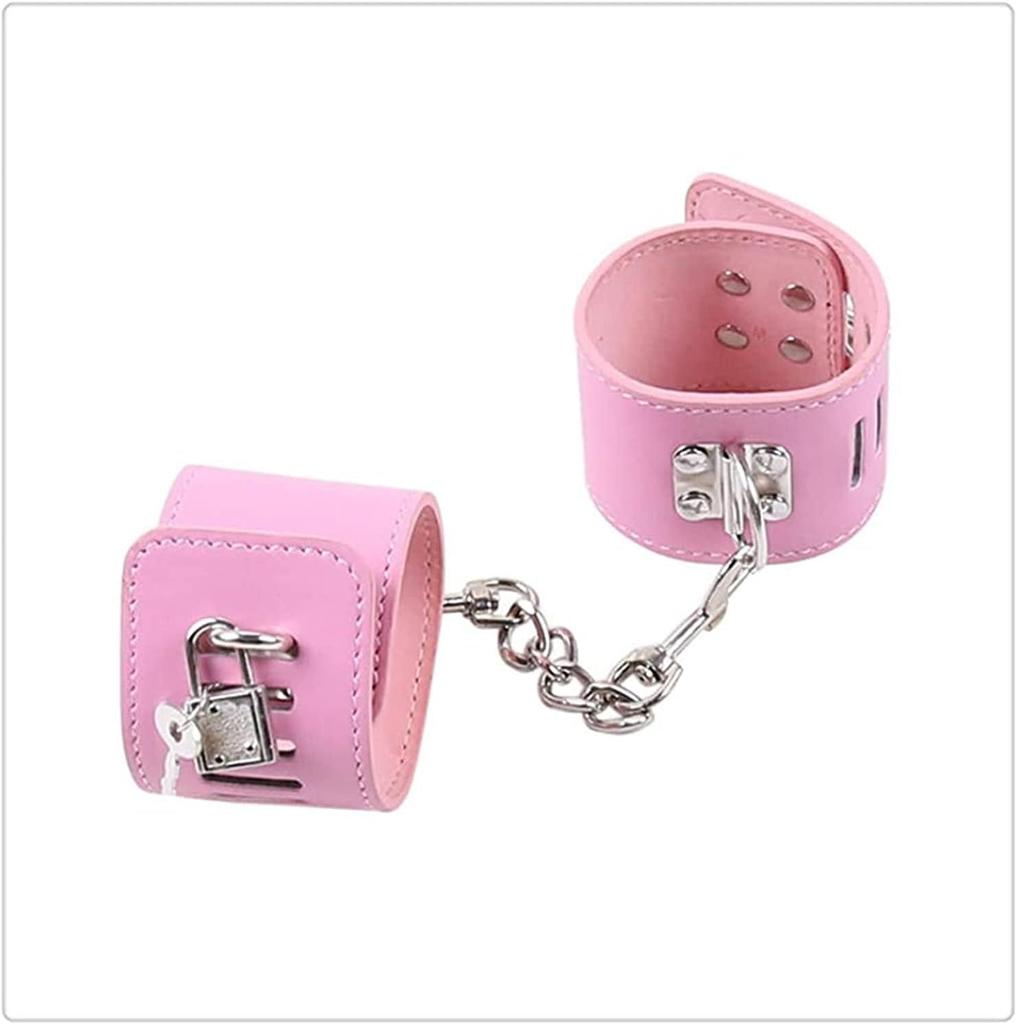 Bondage Leather with Two PU SM Training Dog Adult Sex Toy Handcuffs, Restraints, Gloves, Handcuffs, Locks, Tool, Costume, Sexy, Play, Cosplay, Fetish,