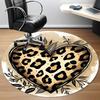 1pc Leopard Print Heart Office Round Area Rug, Indoor Mat Suitable ForOffice, Under Office Chairs Bedroom Living Room Home Decor, Room Deco 020