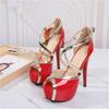 Fashion Women's Peep Toe Platform Heels Pumps Ankle Strap Wedding Shoes Mary Jane Thick High Heels Size 35-46