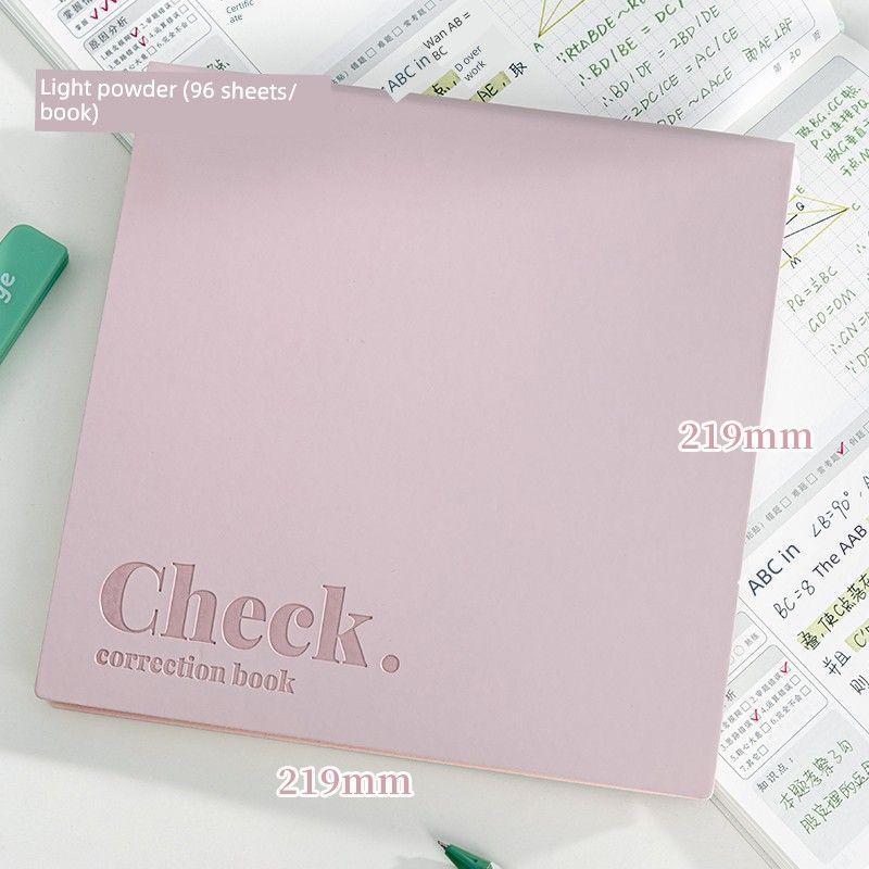

Grade Three Class Two Check Notebook for Correction Square Leather Book Only for Pupils Good-looking Notebook Correction Book K Shallow powder