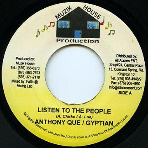 

7inch Record ANTHONY QUE, GYPTIAN - Listen To The People Muzik House 2006 Jamaica Reggae, Ska & Dub