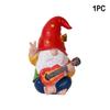 Skurrile Gitarre spielende Gnomenstatue, bunt, Harz, Gartenzwerg, Außendekoration, Hof, Balkon, Veranda, Neujahrsgeschenkidee