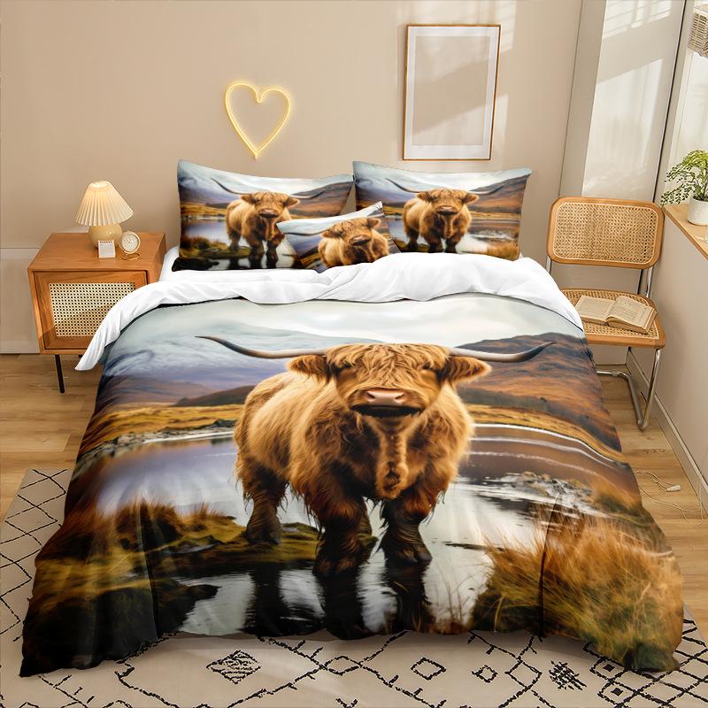 

Комплект постельного белья из трех предметов с цифровой 3D-печатью серии «Животные» (простыня, пододеяльник) 90 * 200 two-piece set