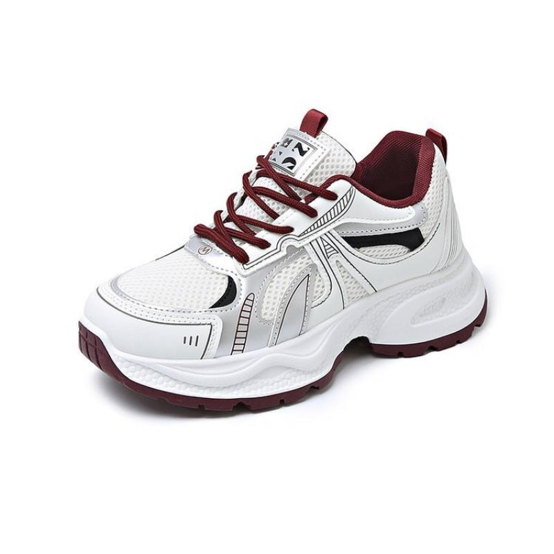 Campus style platform running shoes women's spring new color matching mesh dad shoes student sports shoes