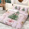 3-teiliges Weihnachtsbaum- & Zuckerstangen-Bettbezug-Set - Weiches Rosa & Goldene Bettwäsche mit Reißverschluss, Ganzjährig Kuschelig Dekorativ