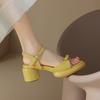 New Comfortable High-heeled Sandals Women's Casual Solid Color Rubber Soft Sole Summer Wide Strip Rear Empty Sandals Large Size Women's Sandals