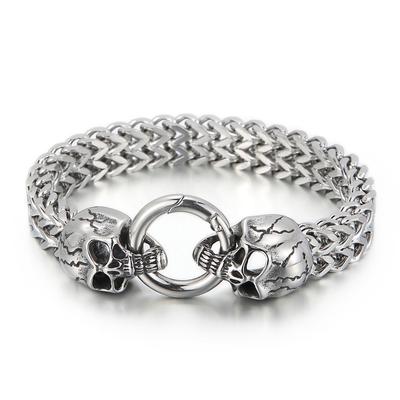Bracelet pour hommes en acier titane, personnalité de la mode européenne et américaine dominatrice Punk crâne