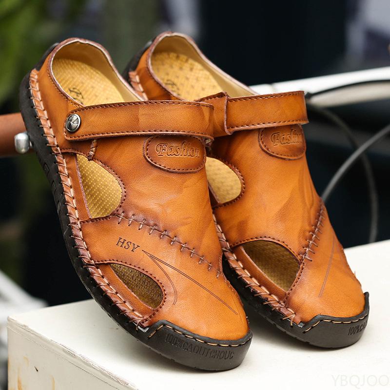 Men Summer Outdoor Beach Shoes Designer High Quality Men Sandals Men's Cowhide Leather Sandals Soft Comfor Slippers Plus Size