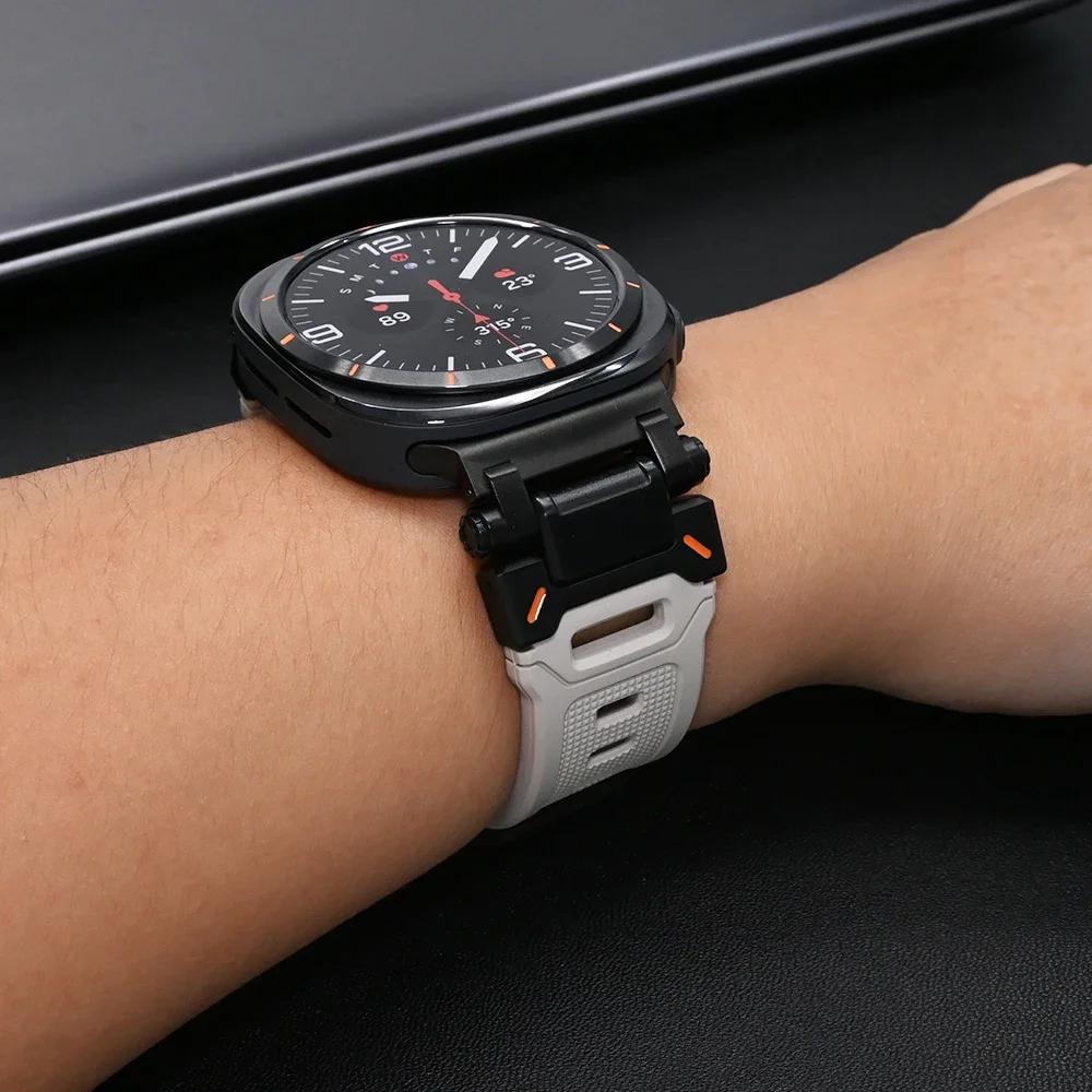 Men Rubber Loop Strap for Samsung Galaxy Ultra 47mm Luxury Sports Band for SAMSUNG GALAXY ULTRA 47mm Black Orange Watch Band