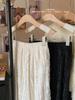 Women's High Waist Lace Patchwork Velvet A-line Skirt - Soft, Comfortable for Spring/Autumn 2025.