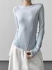 2025 Winter Women's Slim Fit Plus Velvet Long Sleeve Round Neck T-shirt