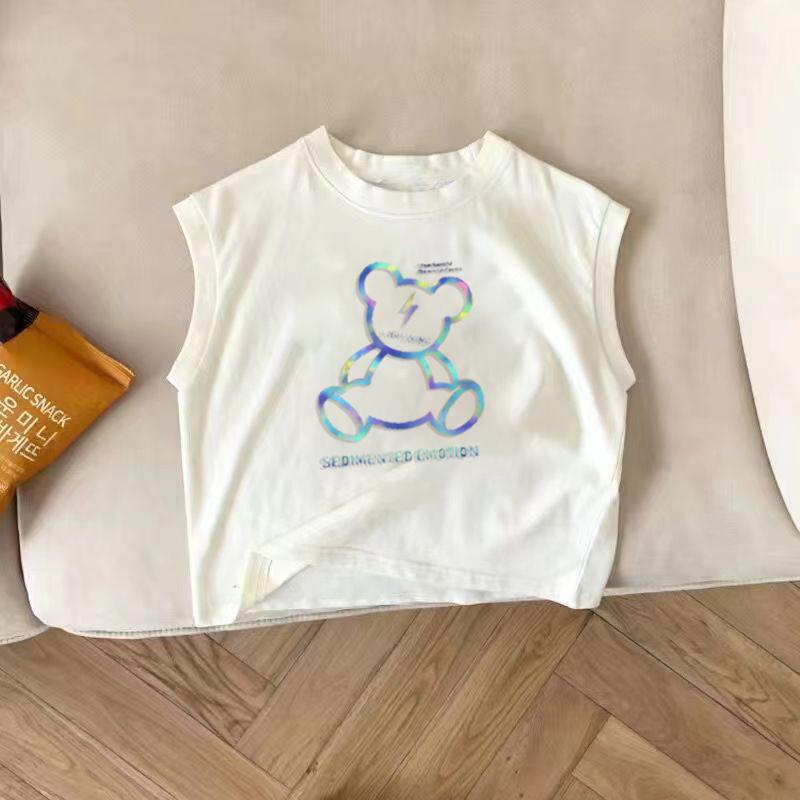 Kids Summer Cotton Cartoon Vest Thin Sleeveless Top For Boys And Girls Baby Toddler Breathable Shirt 80