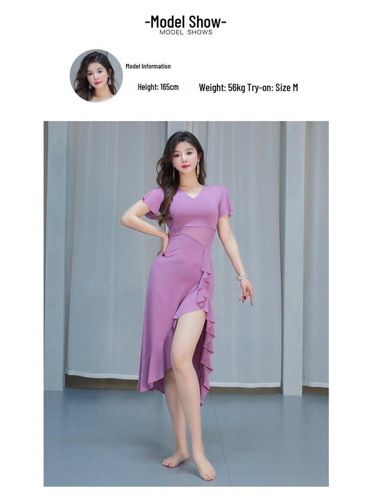 Taniec Brzucha 2025 Seksowna Sukienka z Krótkim Rękawem - Orientalny Kostium Sceniczny dla Dorosłych