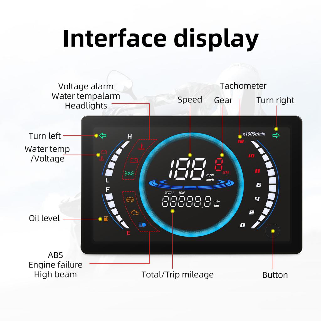 Universal LED Digital Motorcycle Speedometer RPM Tachometer Water Temperature Gauge 2 units Odometer Dashboard ABS Moto Gauge