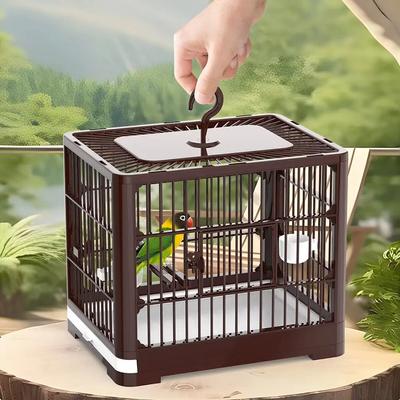 Conteneur portable pour oiseaux Transporteur de voyage pour oiseaux Cage à oiseaux avec poignée Grand espace Respirant Pliable Ensemble cage à oiseaux Accessoires pour oiseaux