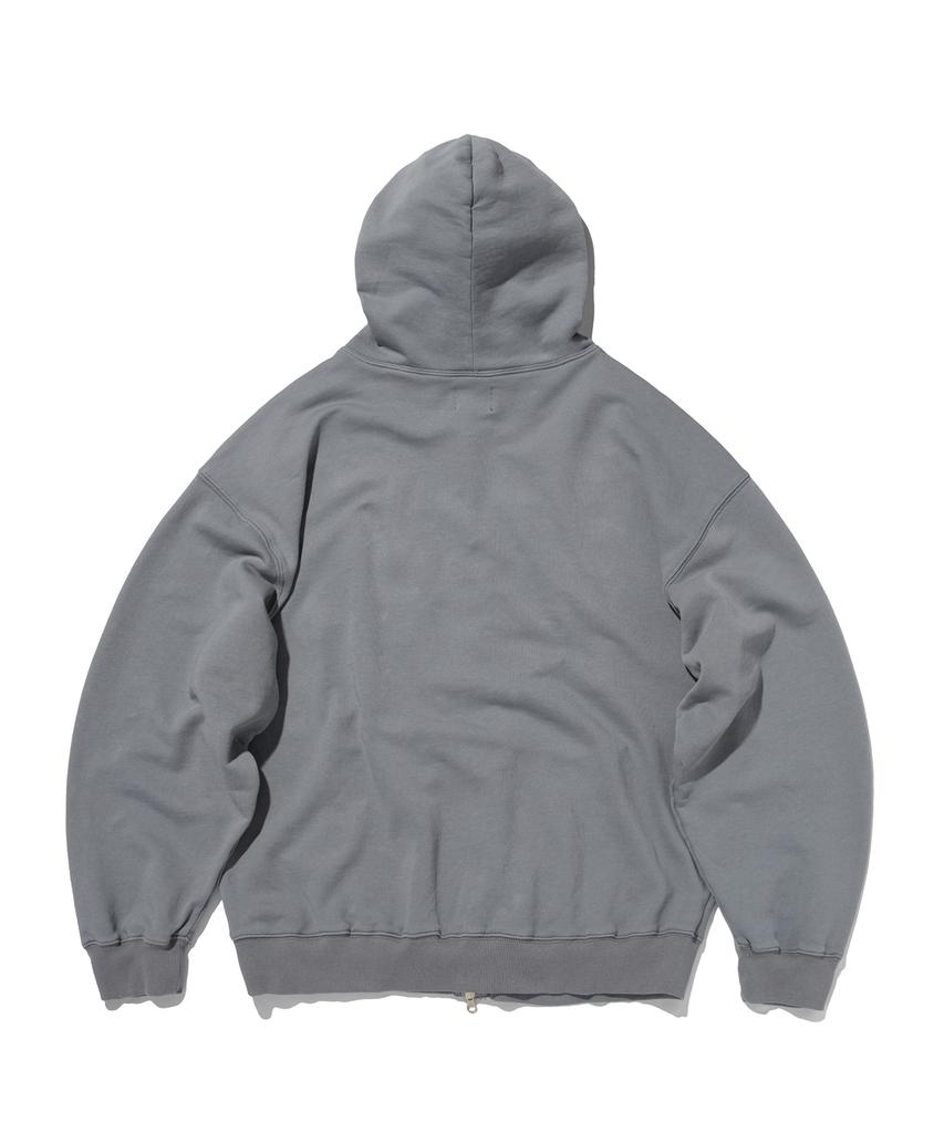 Suade Loose Suade Hood Zip Up [Blue Gray]