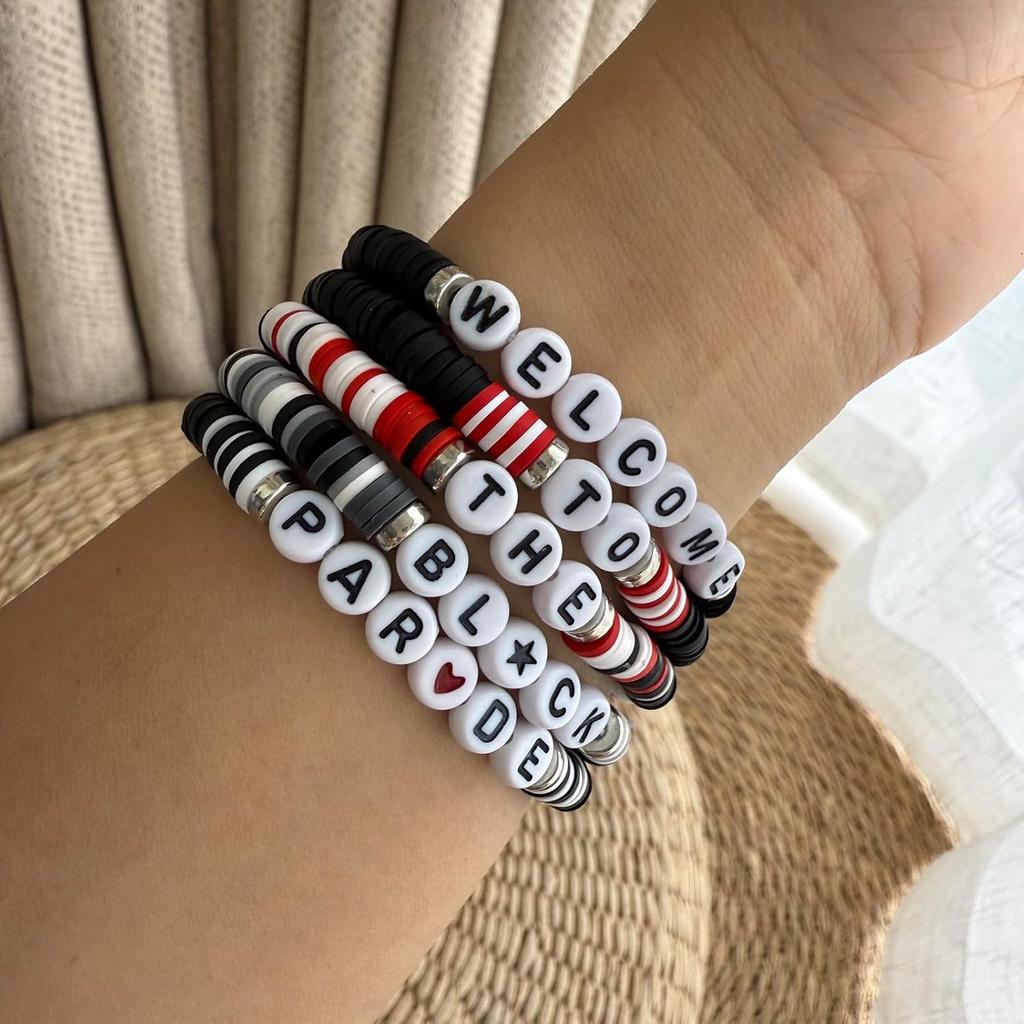 5 PCS Punk Rock Bracelet Black Concert Inspired Bracelet Jewelry For Fans Party Dress Outfit Merch.
