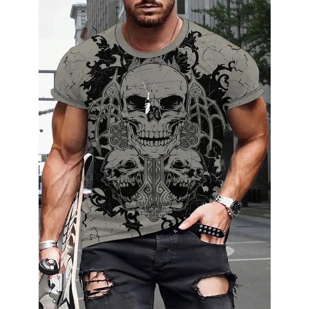 Comfortable Simple Men's Short-sleeved Fashion Versatile Animal Print Top Casual Daily T-Shirts Men’s