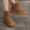 High-top shoes new autumn and winter cotton shoes casual velvet solid color fluffy snow boots cotton shoes thick sole