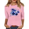 Dames casual top met zevenpuntige mouwen en print, ronde hals.