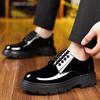 Men's Lacquered Leather Shoes Classic Minimalist Style Office and Party Outdoor Fashion Street Thick Soled Shoes Black New