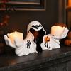 Halloween Ghost Figurine White Robe Figurine, Spooky Wizard Decorative Resin Statue, Gothic Sculpture Candle Holder, for Home Bedroom
