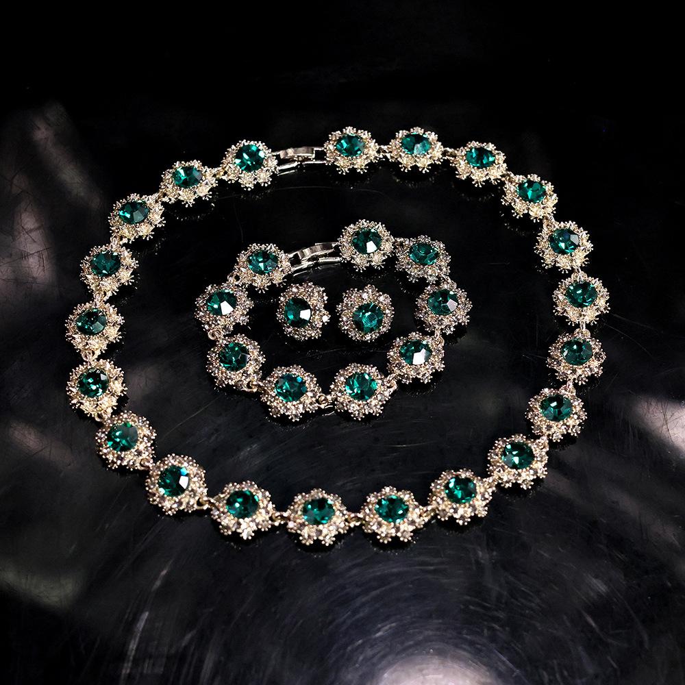 Набор украшений из ярких кристаллов циркона Корейский Супер-блестящие стразы Ретро Ожерелье Браслет Гвоздики