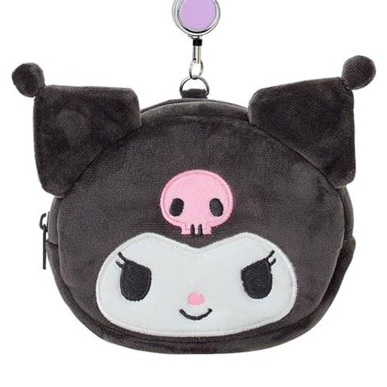 Sanrio Face-Shaped Pass Case Pouch CottonPVCSteelPolyester Ticket Holder Reel Small Item Storage Suitable Ages 15 Up