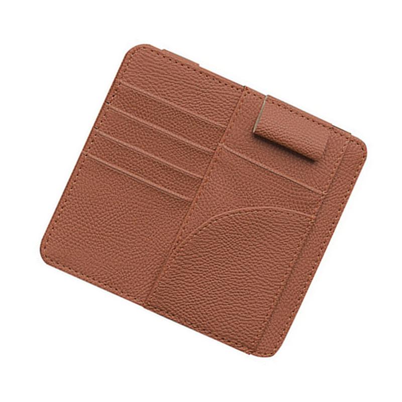 Car Sun Visor Organizer Holder PU Leather Sunglass CD DVD Card Stowing Case Auto Storage Holder Clip Holder Car Styling