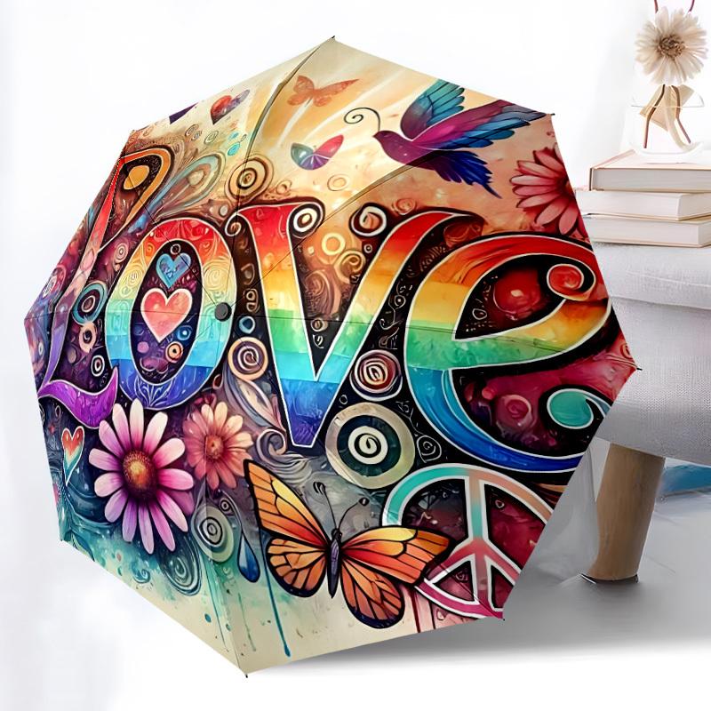 1pc Love, Peace Automatic Open/Close Umbrella, Lightweight for Women/Men, Perfect Gift - for Everyday or Holiday Eventsyy251127100