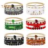 5 Pcs Bohemian Bracelets Polymer Clay Multi-layer Stacking Heart Beads Contrast Color Jewelry for Beach Work Party Vacation