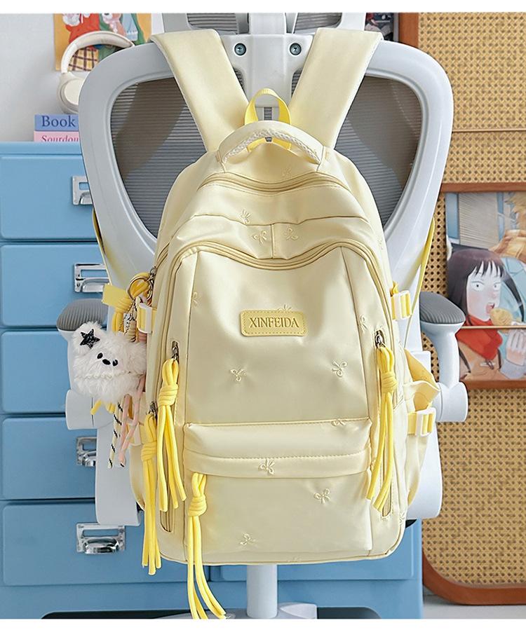 Schoolbag Junior high school student schoolbag Korean version sweet high-value bow student multi-layer burden reduction backpack casual backpack