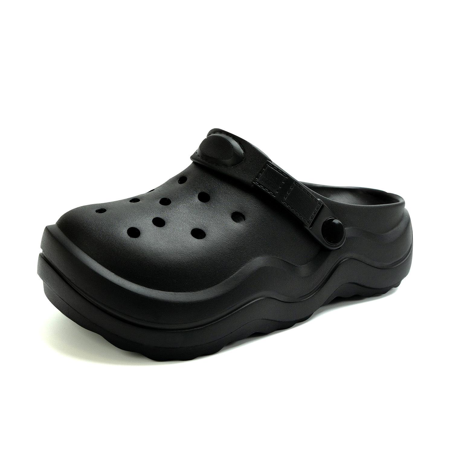 

New cute thick-soled hole shoes couple eva non-slip and deodorant summer outer beach slippers 36-37 чорний