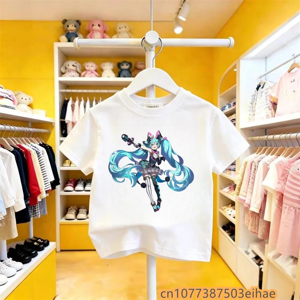 Hatsune Miku Collaborates on Future MIKU Line Style Short Sleeved Pure Cotton Printed New Casual Boy and Girl Clothing