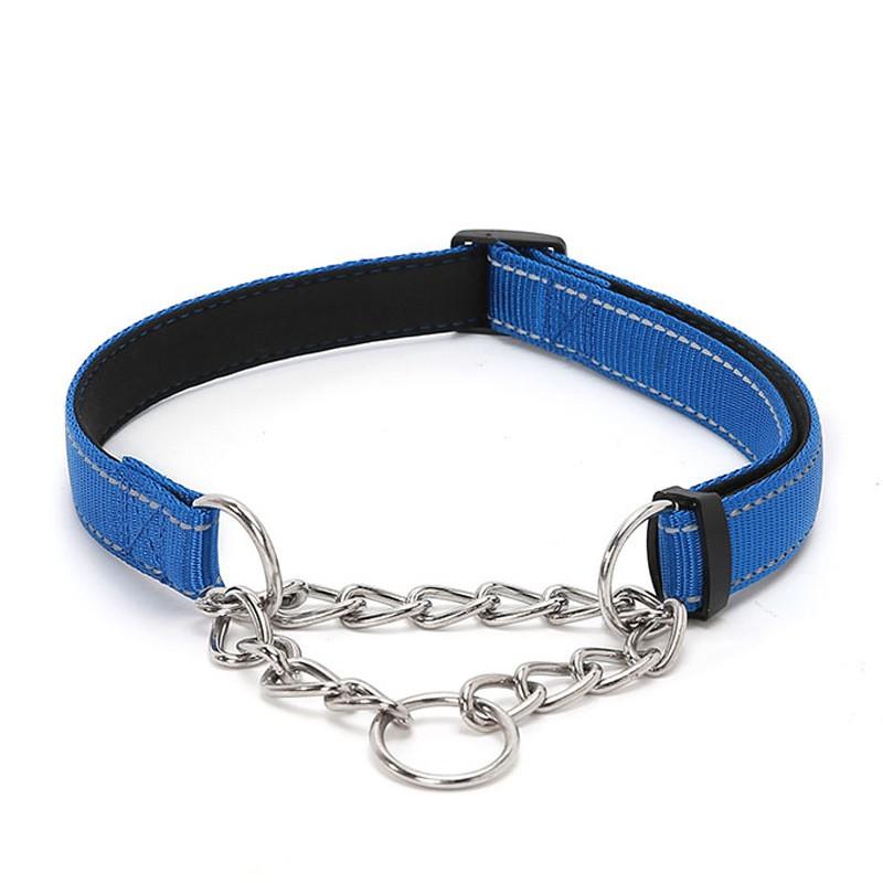 Coleira Martingale de Corrente de Aço Inoxidável Ajustável para Cães Corrente para Cães Tecido de Nylon Refletivo Coleiras para Animais de Estimação para Cães Pequenos Médios Grandes