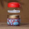 Mini Exquisite Prints Tea Tin Double Cover Tea Storage Container Portable Chinese Style Tea Can Universal Home Kandy Spices Can