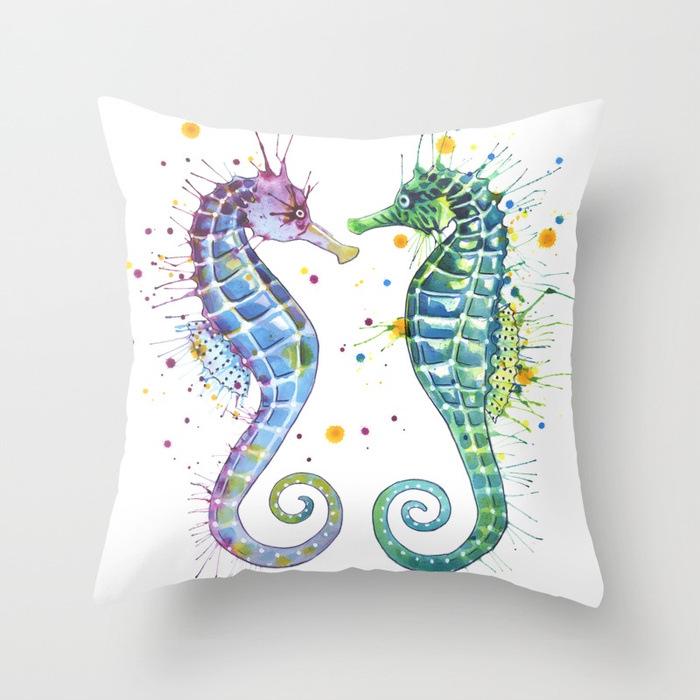 Ocean Mermaid Pattern Polyester Pillow Cover Sofa Office Car Cushion Cover Warm
