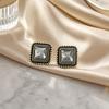 Fashion Women Rhinestone Geometry Earrings/Rings, Vintage Water Drop Earrings/Square Rings, Elegant Earrings/Rings for Women Party