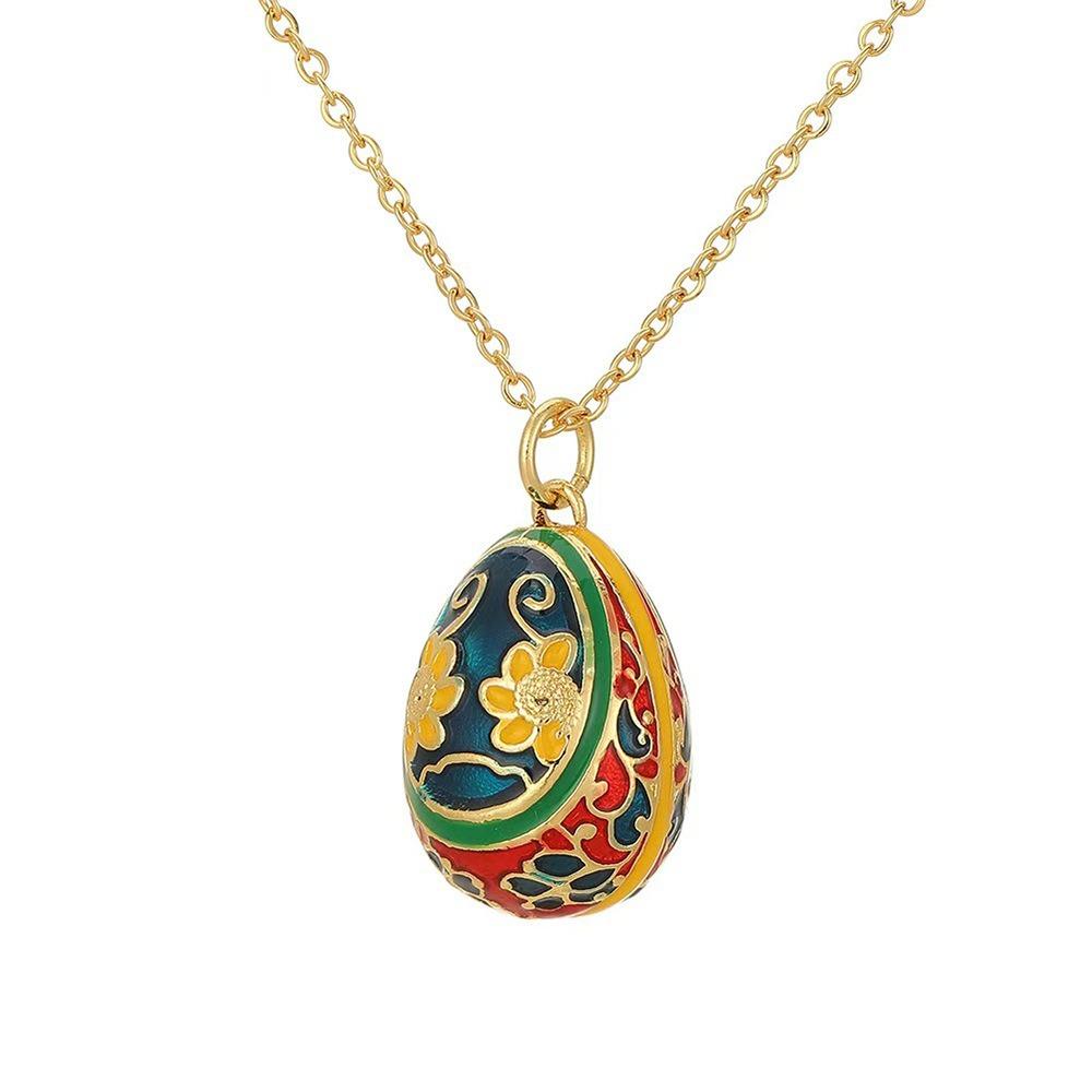 Bohemian Style Bunter Emaille-Anhänger Zirkon Halskette Anhänger Mode Osterei Anhänger Braut