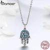 BAMOER Genuine 925 Sterling Silver Trendy Fatima's Guarding Hand Pendant Necklaces