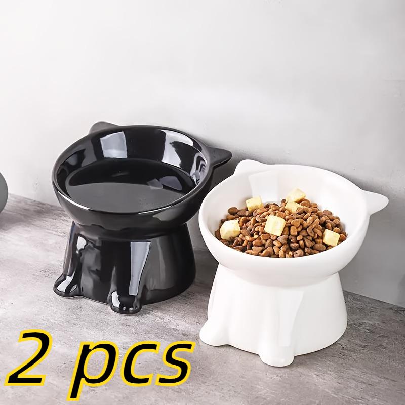 

2pcs Set - Elegant Black/Pure White Elevated Pet Bowls with 15° Tilt – Anti-Spill Raised Pet Feeding Bowls, Designed to Protect Cervical 2pcs/set