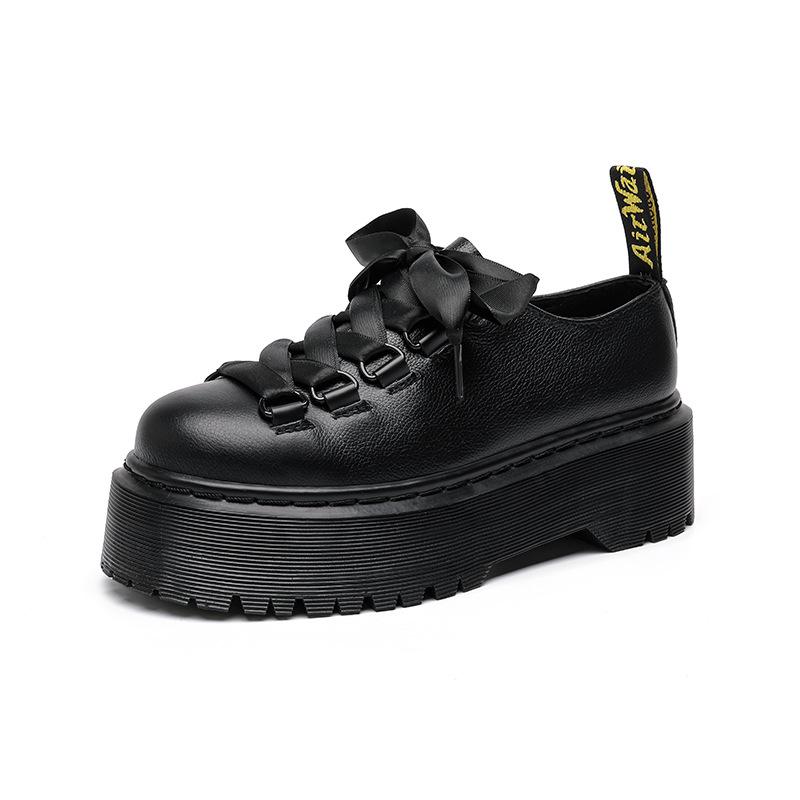 Leather shoes winter pure black big