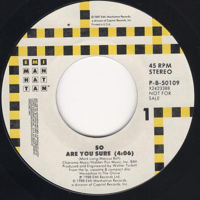 7inch Record SO - Are You Sure B50109 EMI-Manhattan R 1988 US Dance & Electronica Used