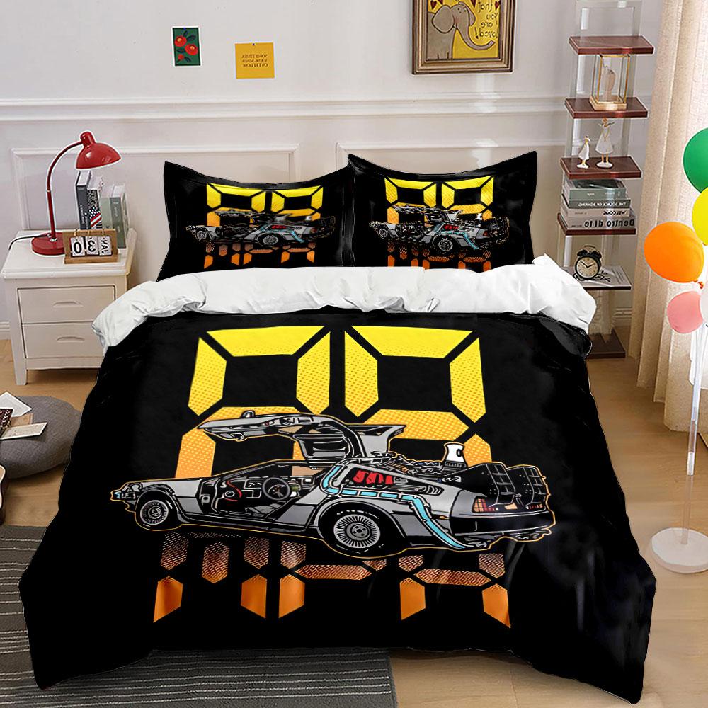 Back To the Future Car Design Bedding Duvet Cover Set Duvet Cover Pillowcases (1*Duvet Cover 2*Pillowcases, Without Duvet Insert)