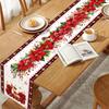 Christmas Poinsettia Reindeer Table Runner Wedding Party Decor Winter Xmas Kitchen Dining Table Runners Christmas Decorations