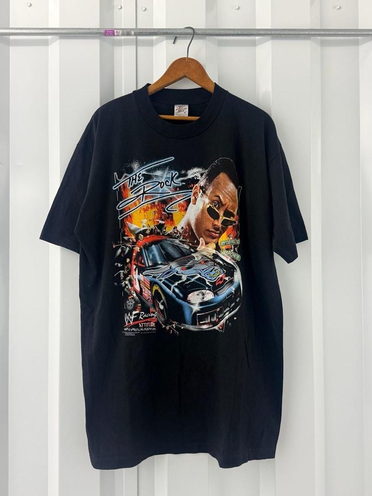 Vintage 1999 WWF Racing The Rock Shirt XL Attitude Era Wrestling NASCAR Graphic Unisex T-Shirt