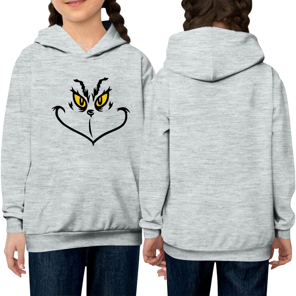 Children's Long-sleeved Loose-fitting Pullover Hoodie With Drawstring And Solid Color